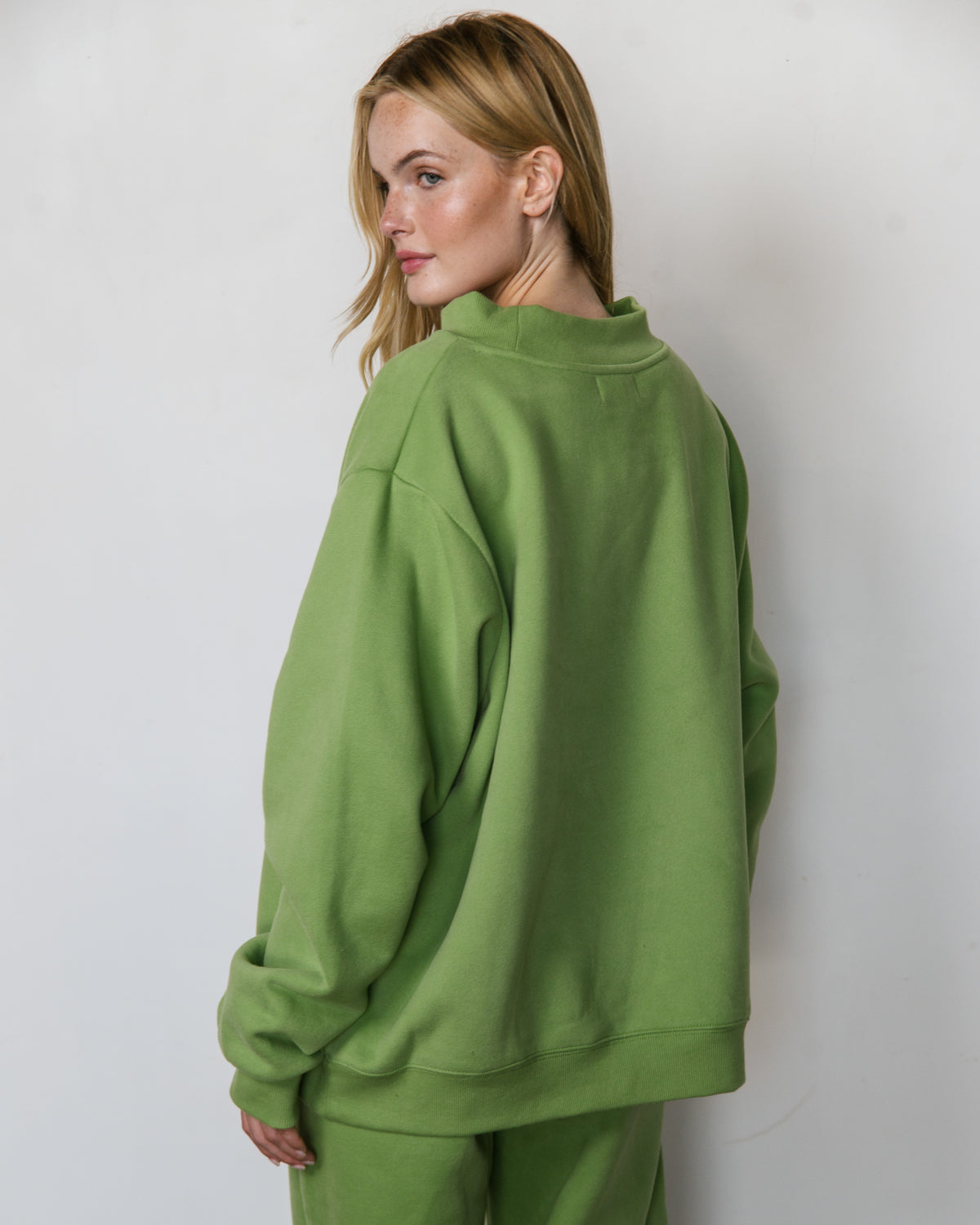 Varsity Mockneck - Matcha + Bluestone