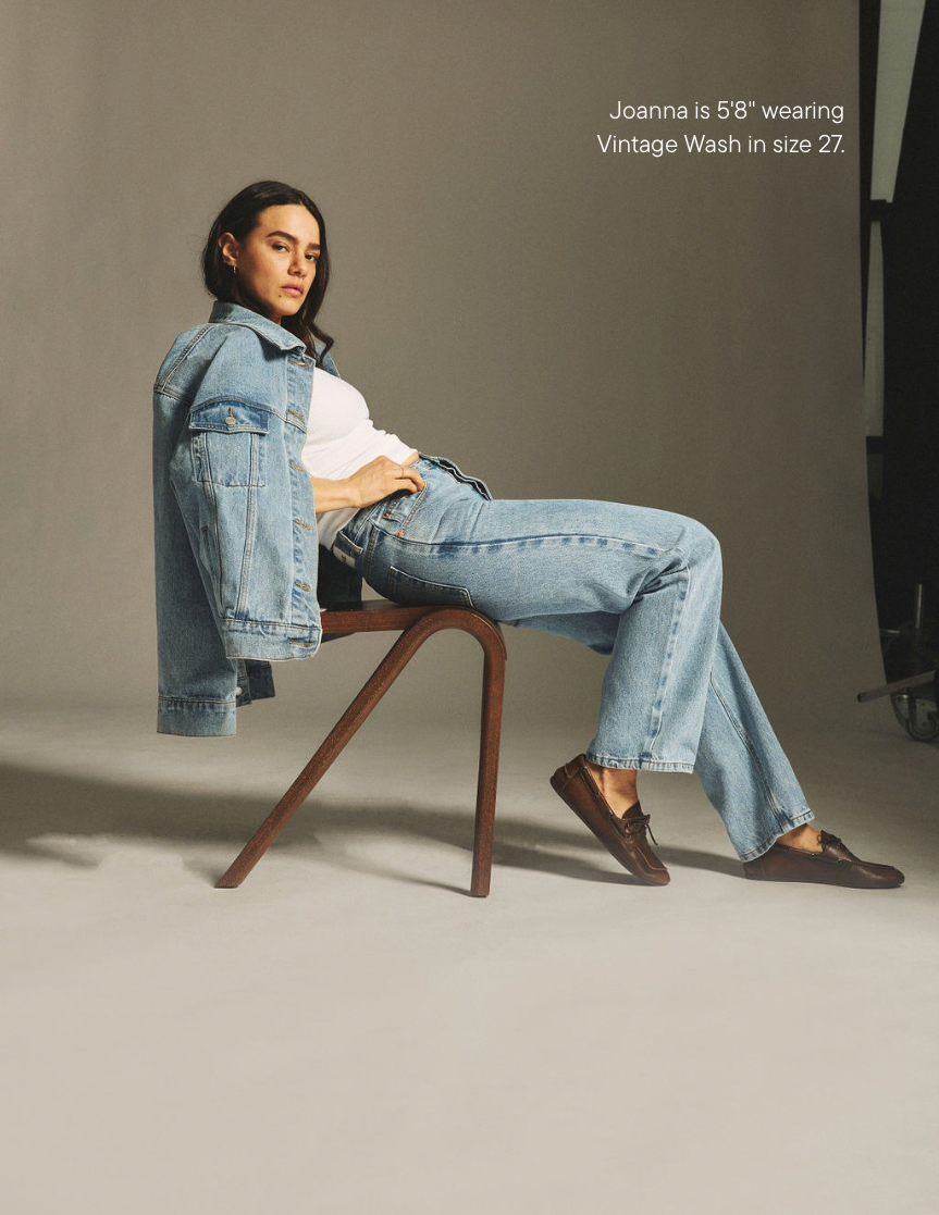 girl wearing classic straight jeans -vintage wash