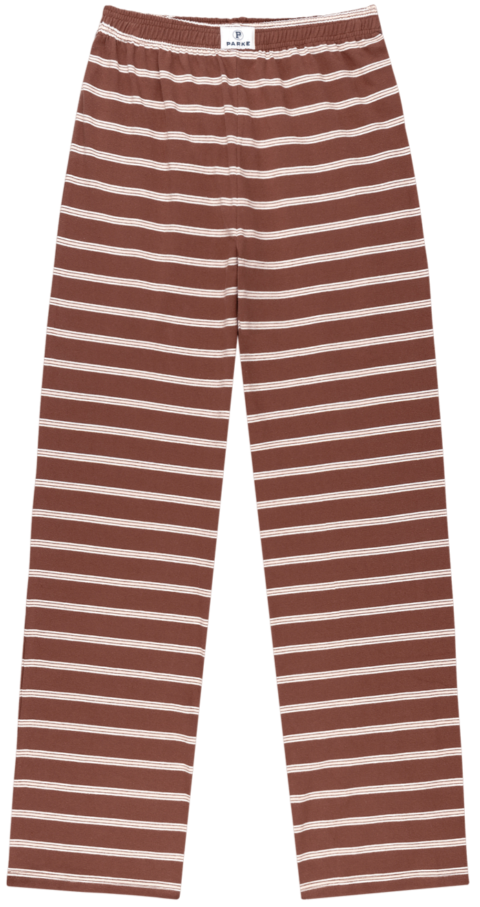 cotton boxer pants flat-mocha stripe