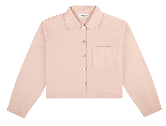 parke x scl round collar denim cropped long sleeve -petal