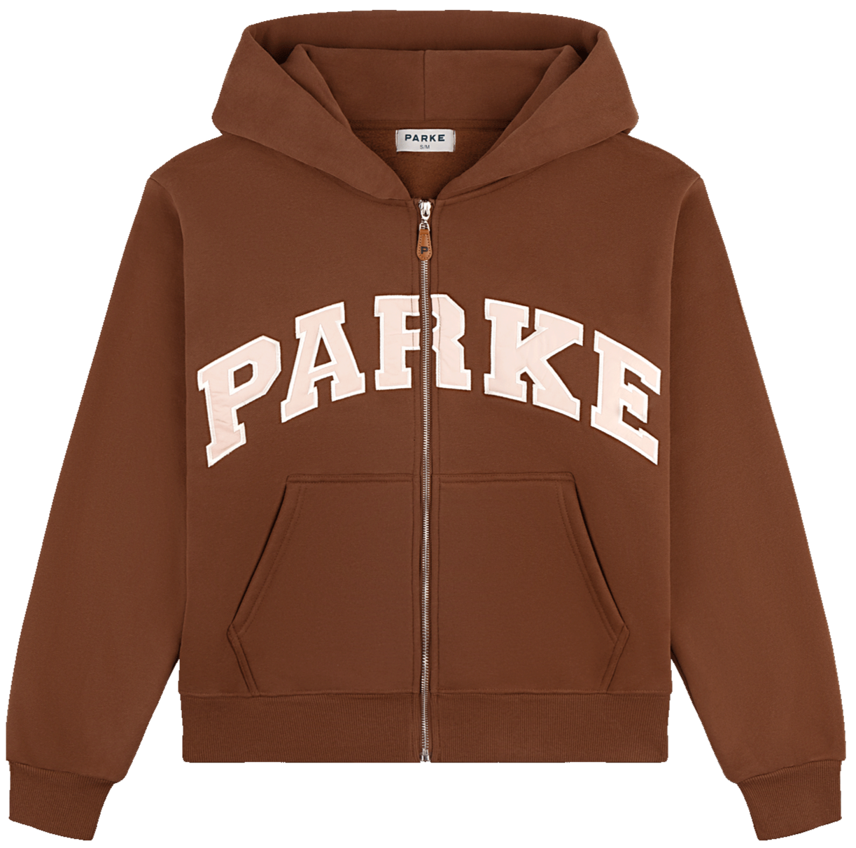 varsity zip up hoodie flat -mocha + rose