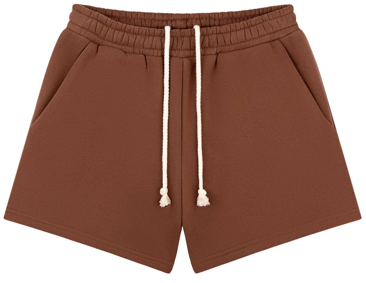Fleece Lounge Sweatshorts flat lay -mocha