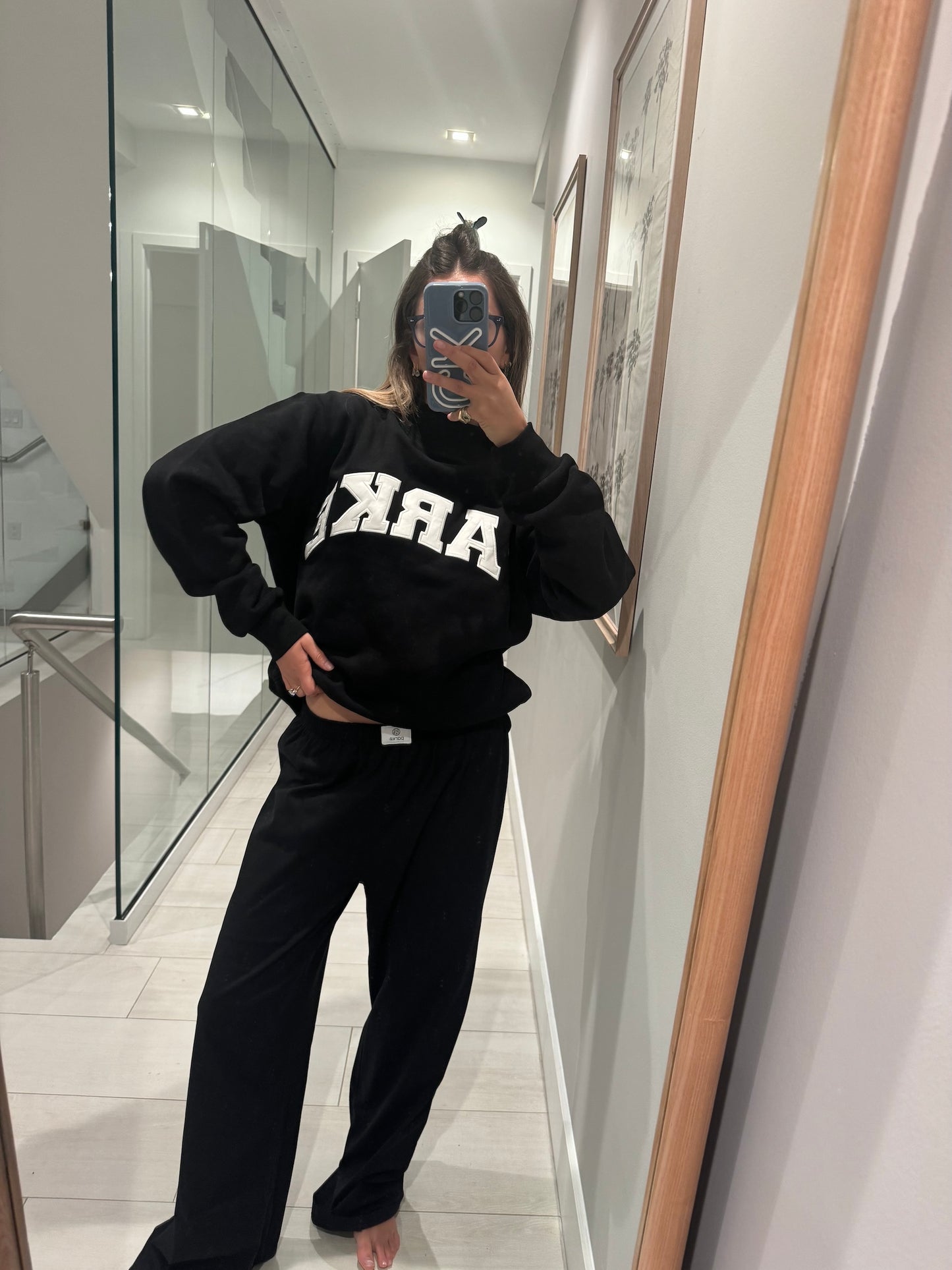 girl wearing black boxer pant - black
