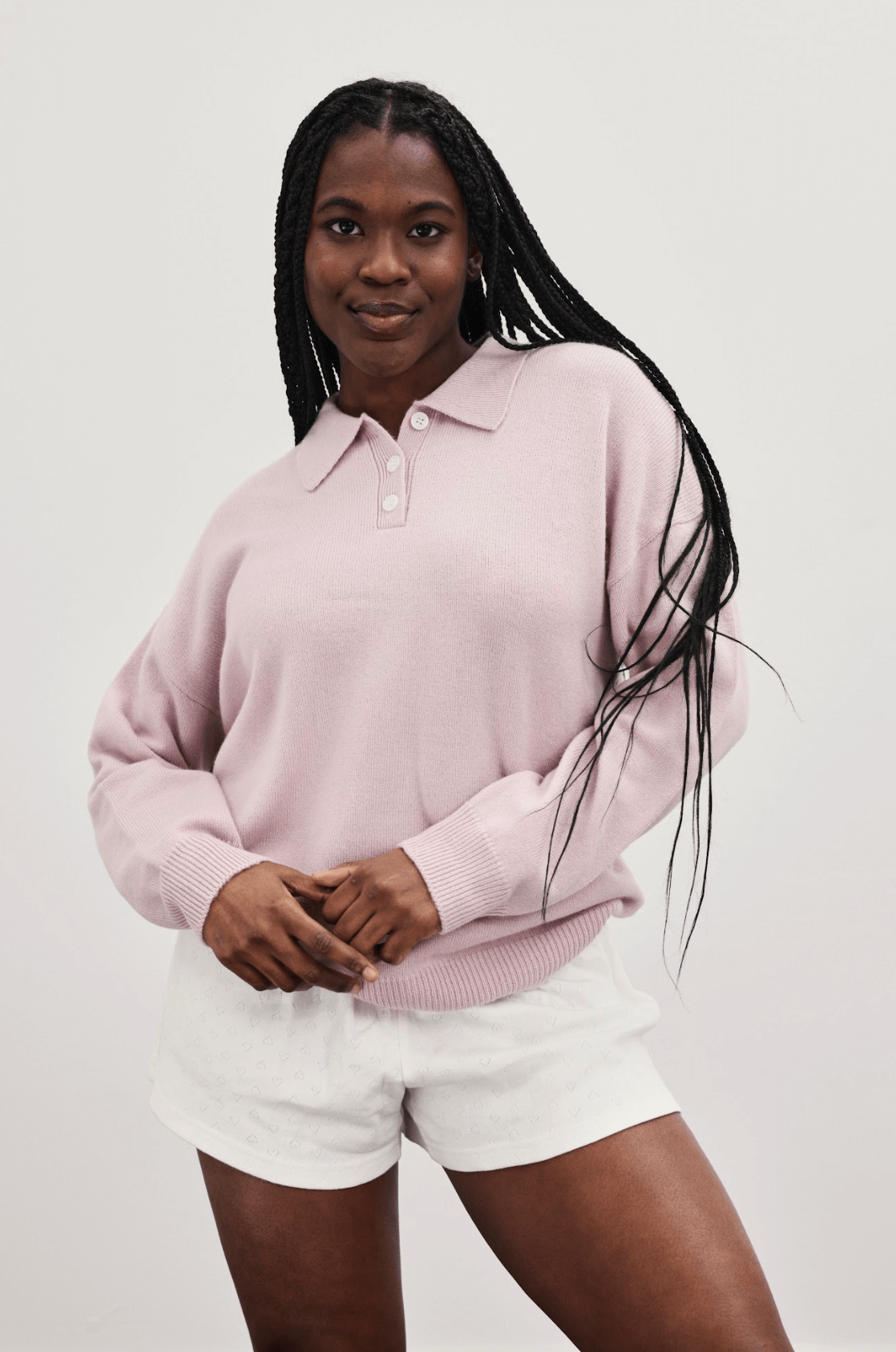 girl wearing ballet polo sweater - ballet