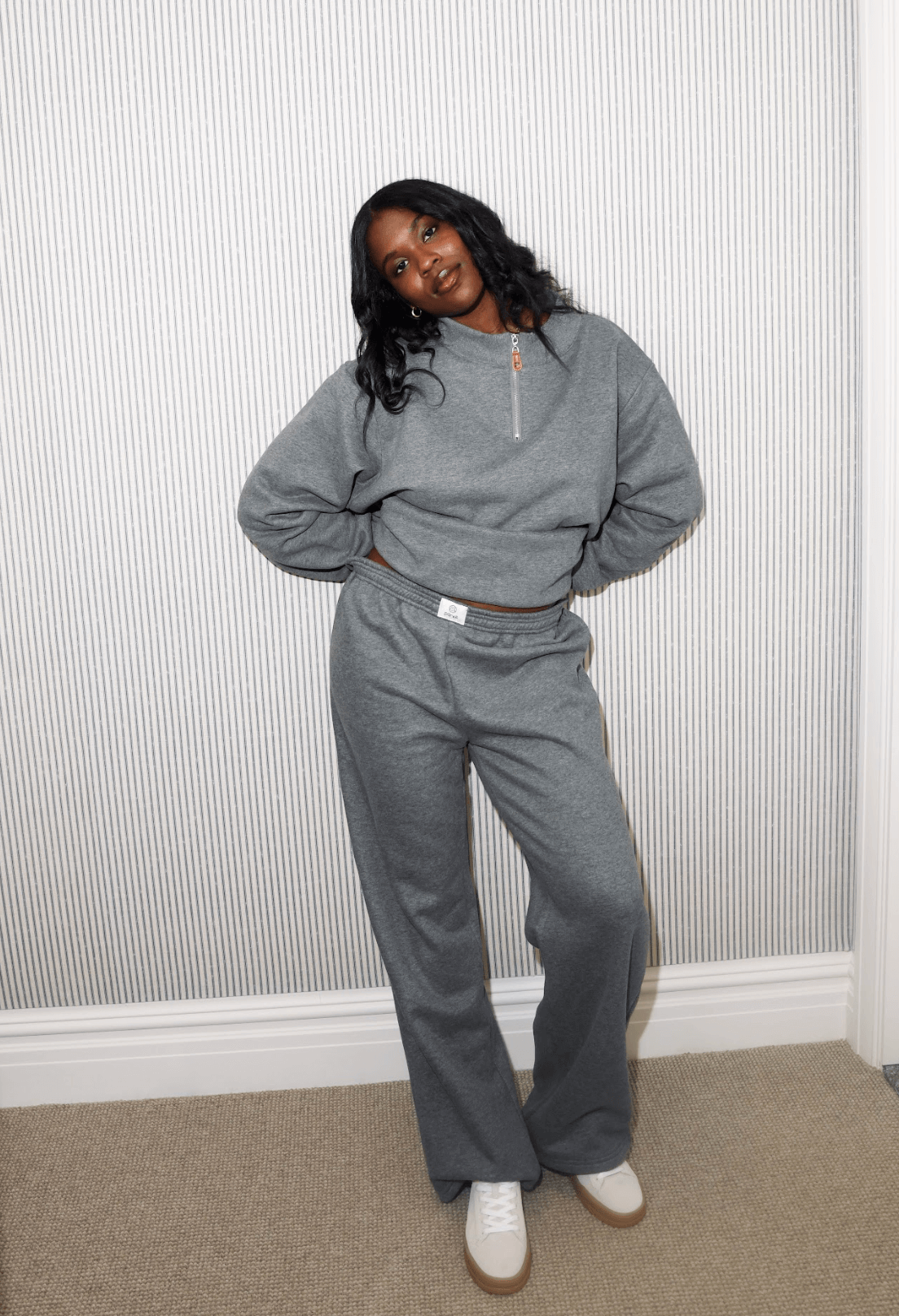 girl wearing sweat boxer pants -stormy