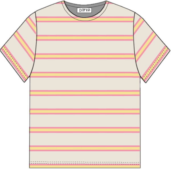 striped tee flat lay -cream stripe