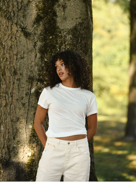 model wearing white classic tee - white