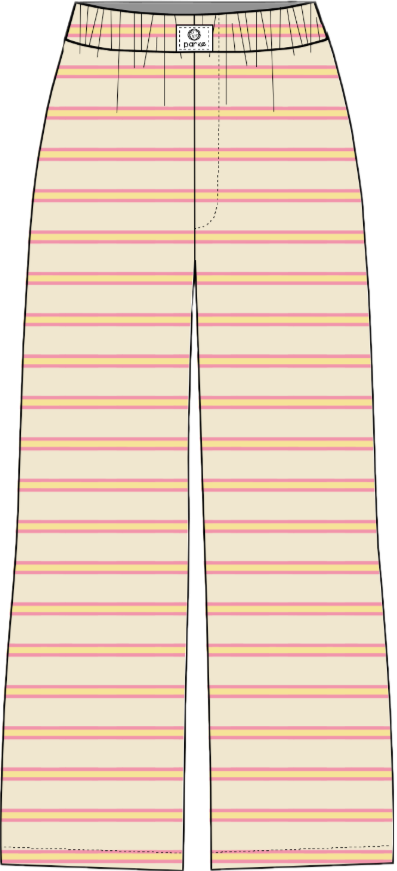 cotton boxer pants flat lay -cream stripe
