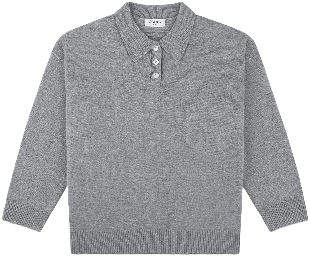 heather grey polo sweater flat lay -  heather grey