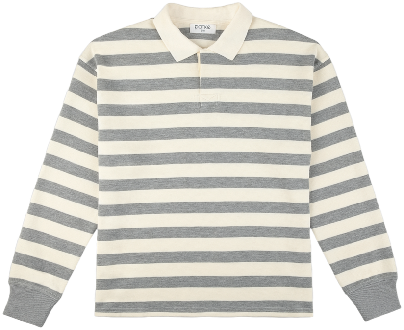 striped rugby flat lay -  grey + white stripe