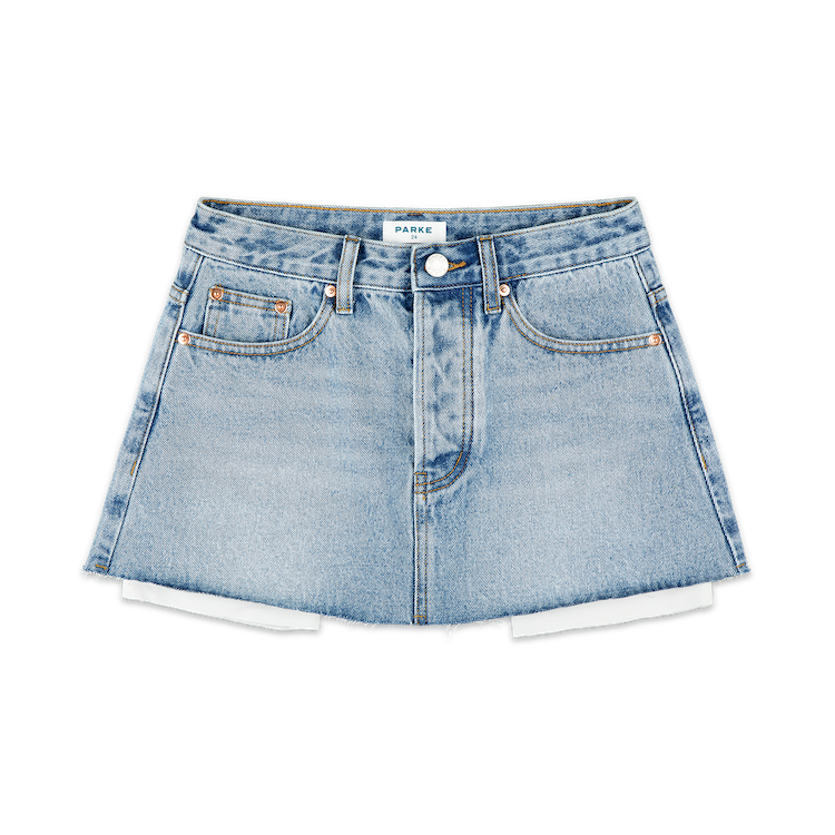 denim mini skirt flat lay -vintage wash