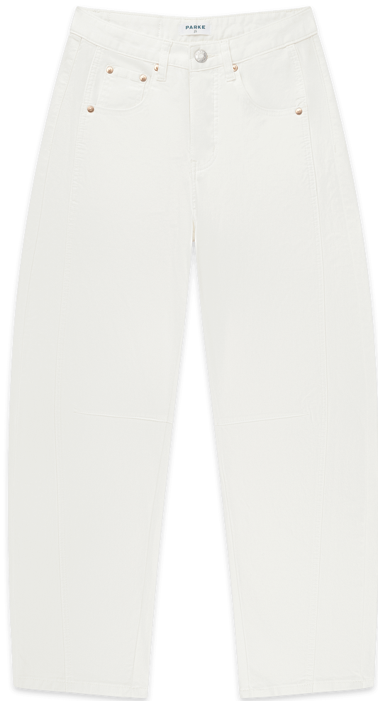 cotton twill horseshoe pants -white