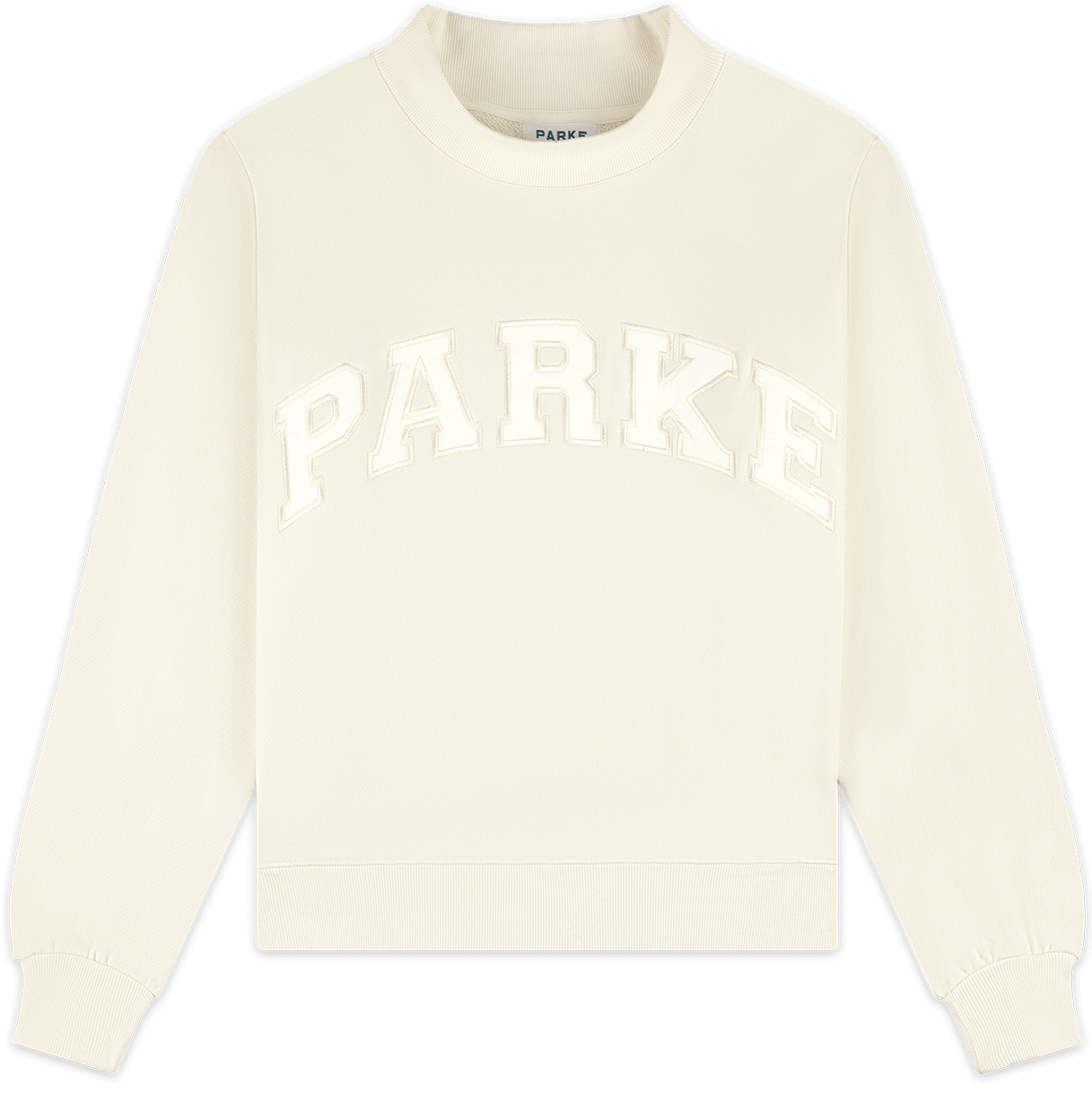 heritage varsity mockneck flat lay -cream