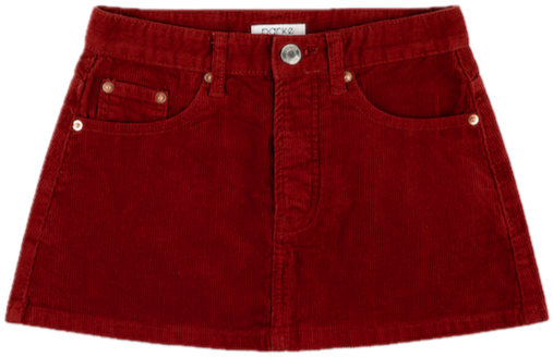 burgundy cord mini skirt flat lay - burgundy