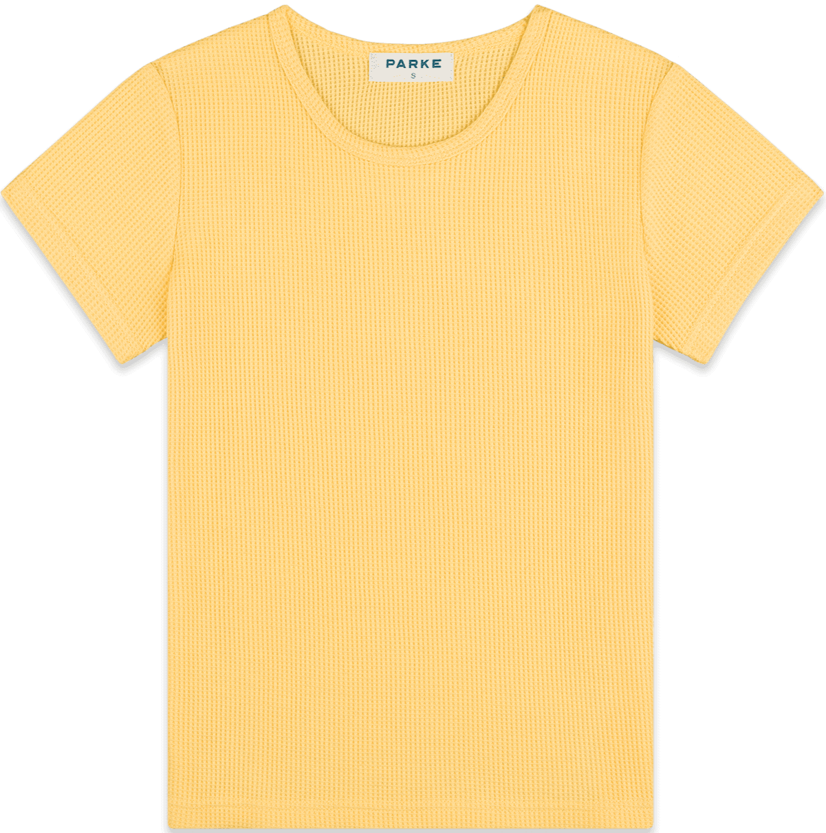 Waffle Tee flat lay -lemon