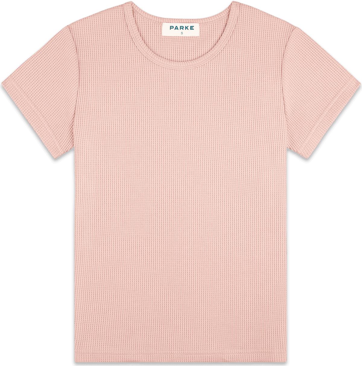 Waffle Tee flat lay -peach