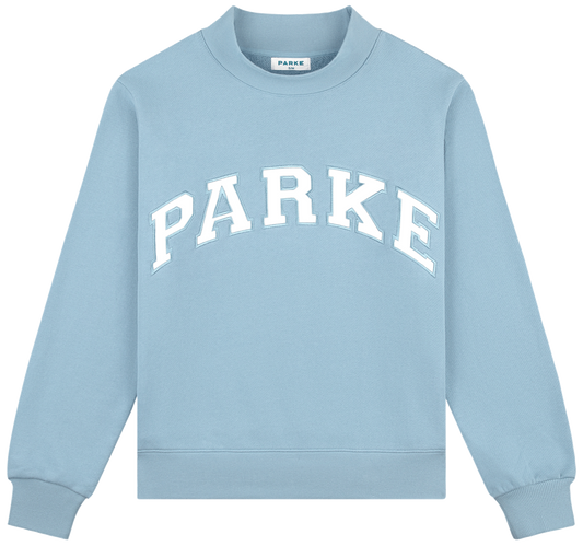 back to school varsity mockneck -sky + white