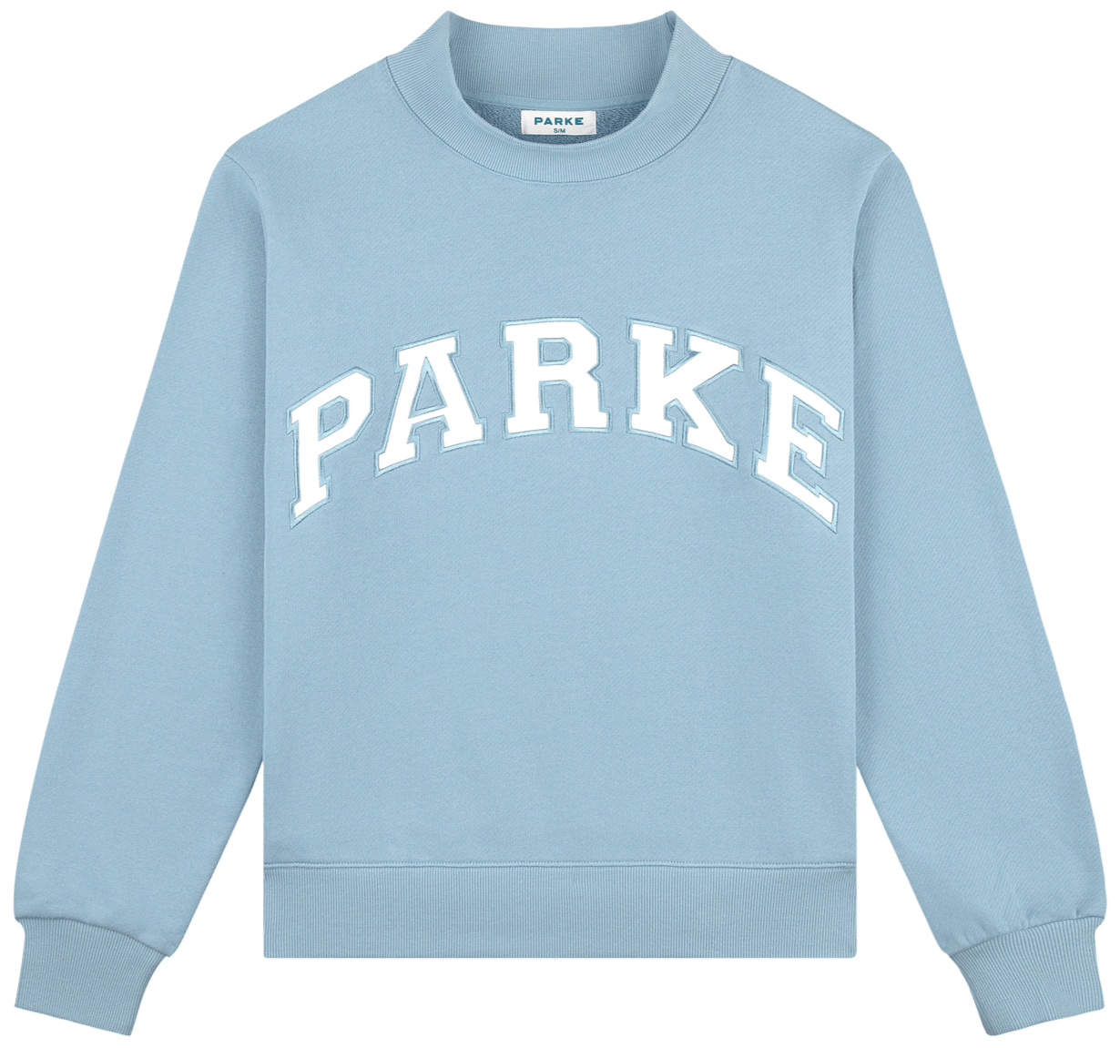back to school varsity mockneck -sky + white