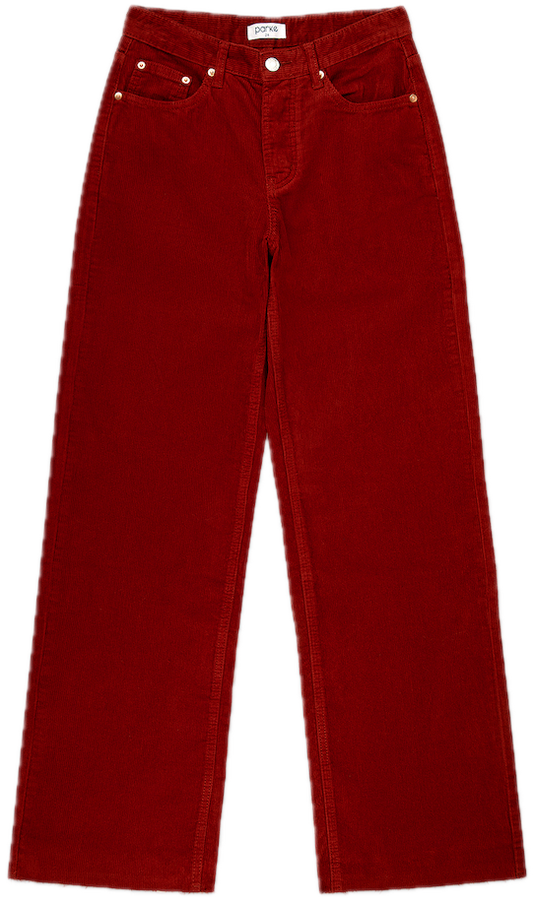 burgundy cord low rise baggy flat lay - burgundy