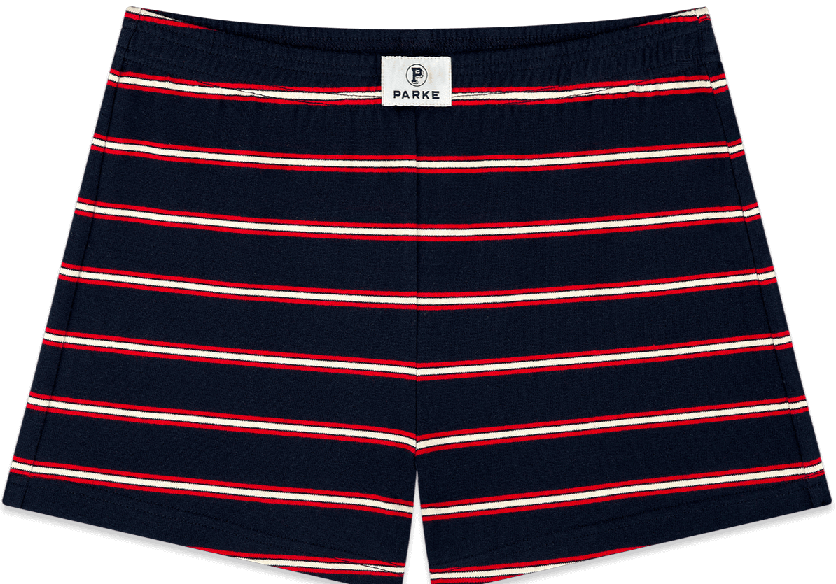 cotton mini shorts -navy stripe