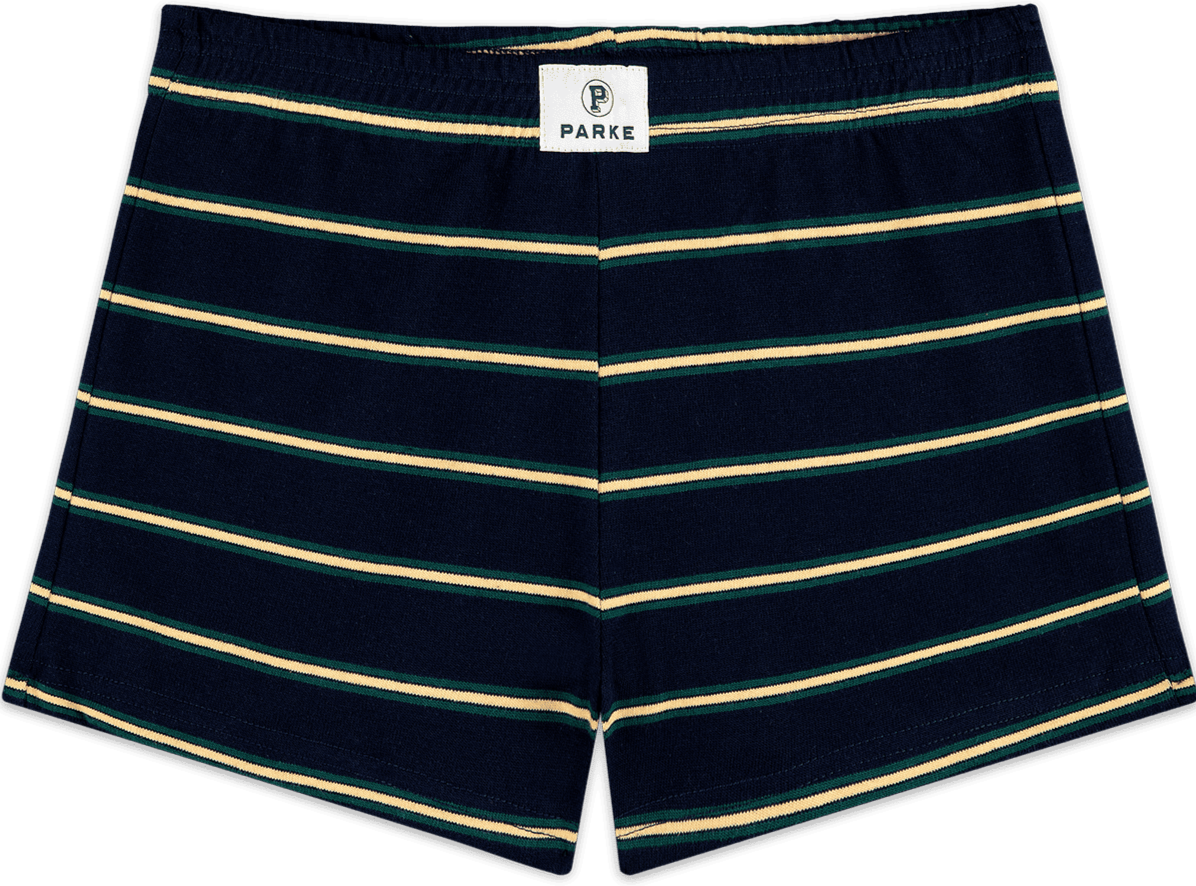 cotton mini short flat lay -denim stripe