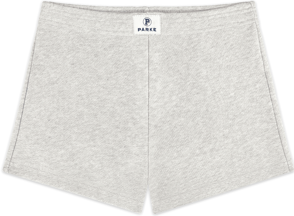 heritage mini sweatshorts flat lay -classic grey