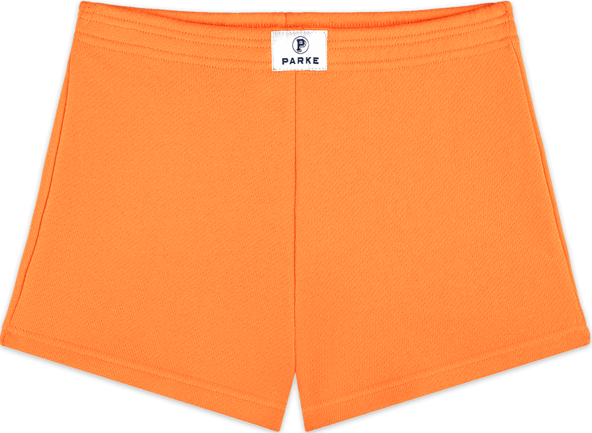heritage mini sweatshorts flat lay -orange