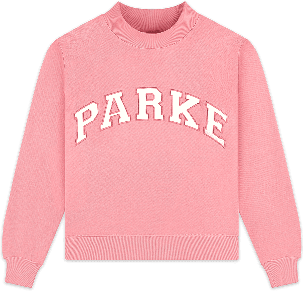 heritage varsity mockneck flat lay -conch + white