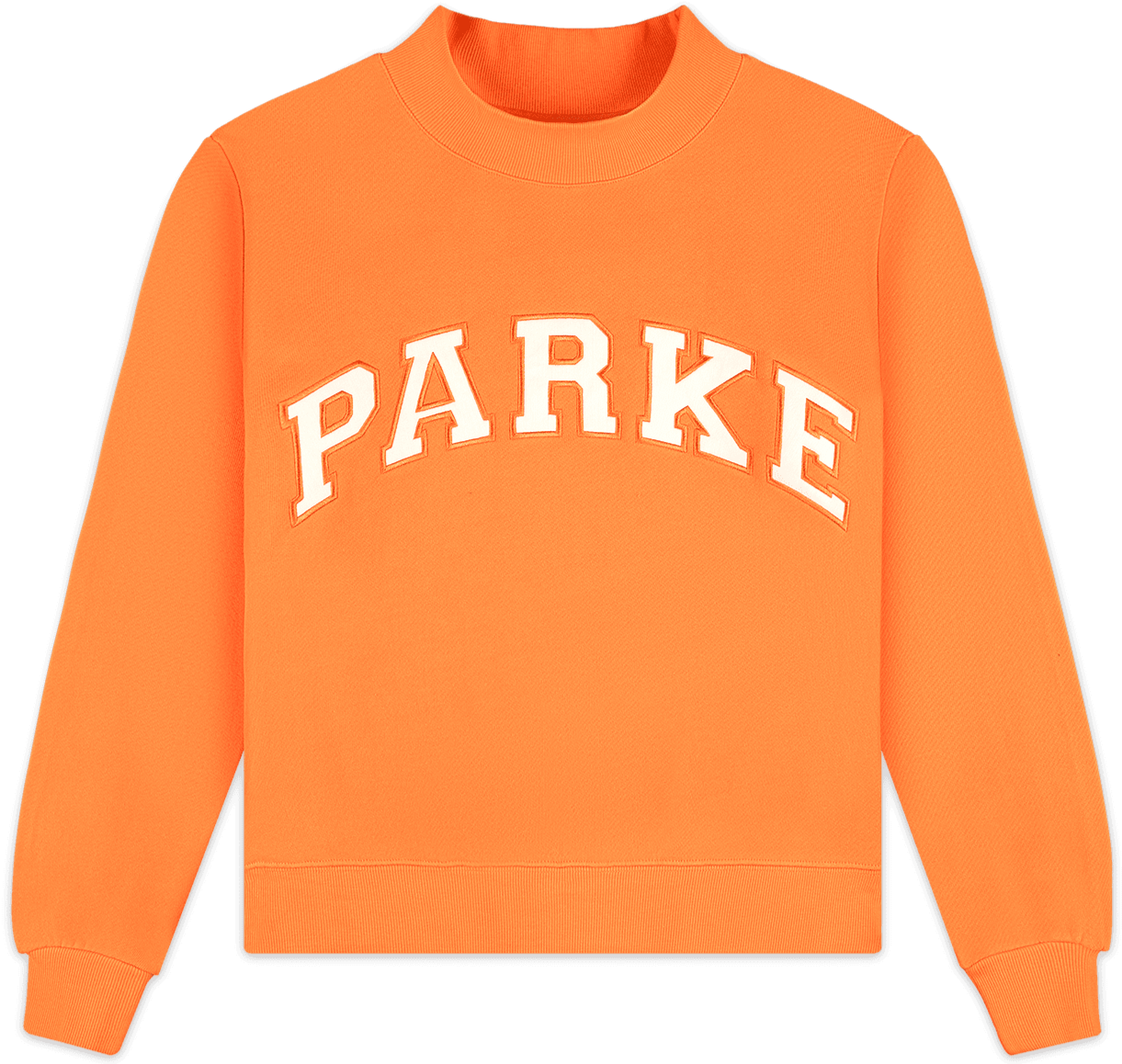 heritage varsity mockneck flat lay -creamsicle + white