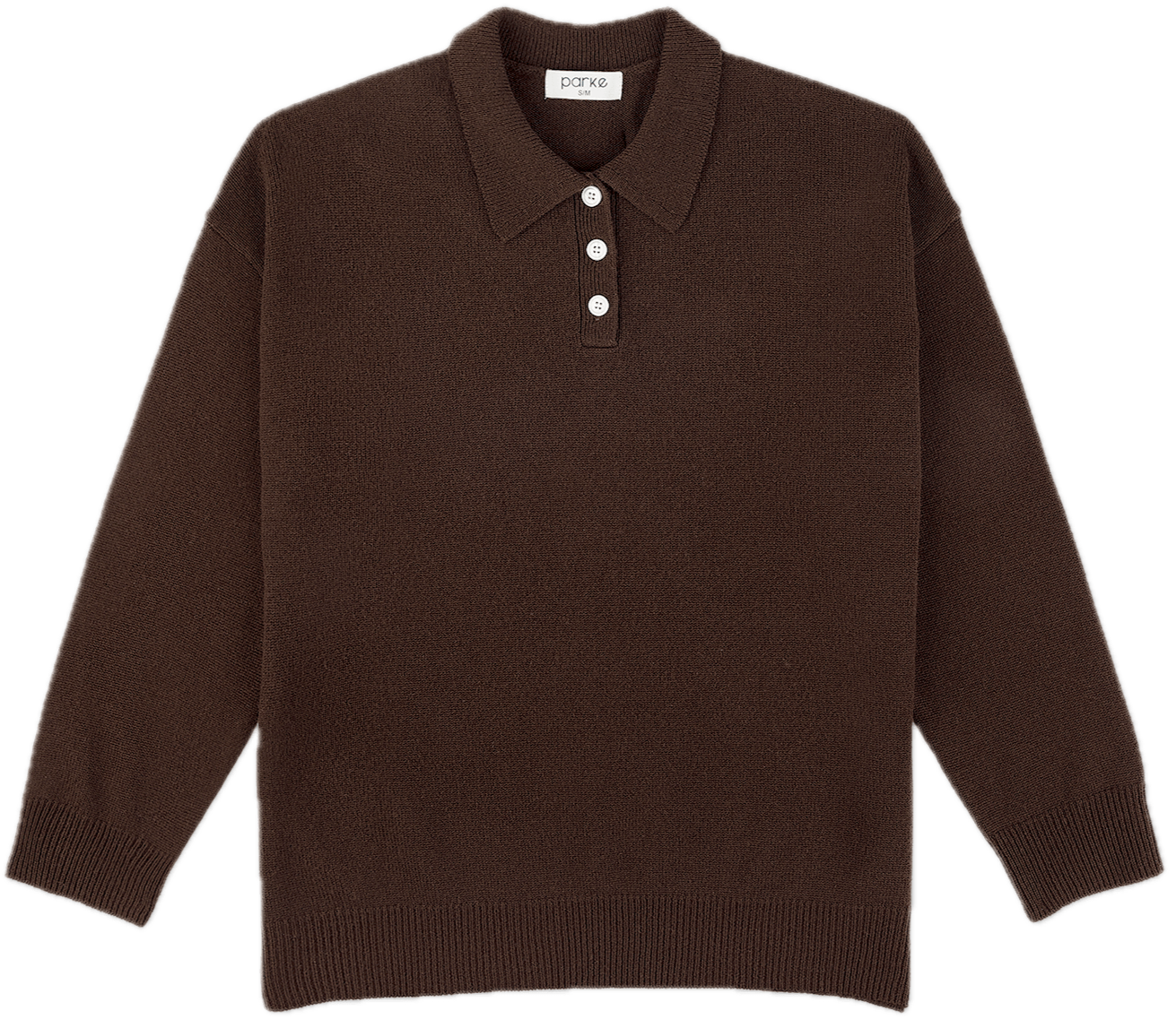 chocolate polo sweater flat flay - chocolate