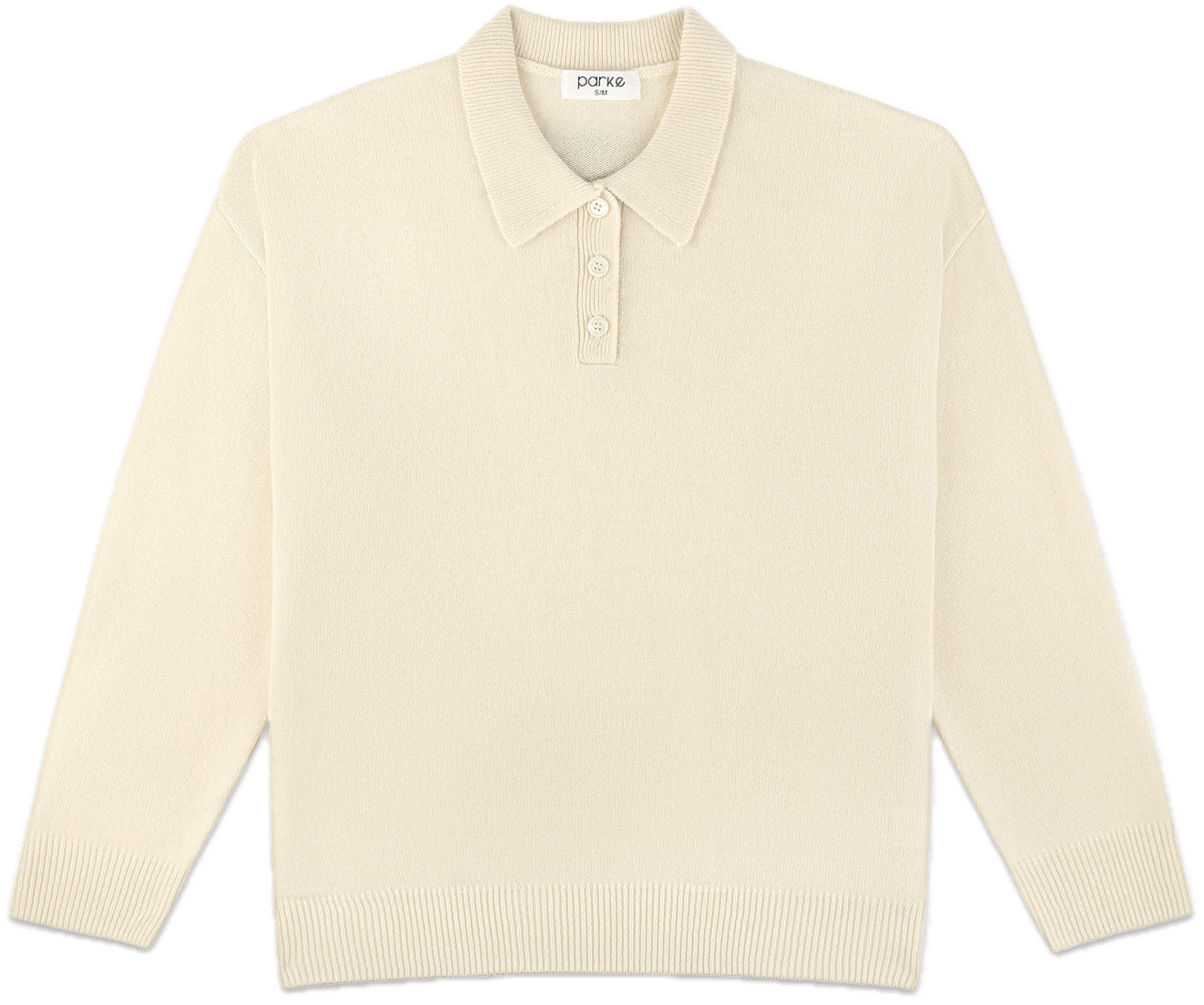 cream polo sweater flat lay - cream