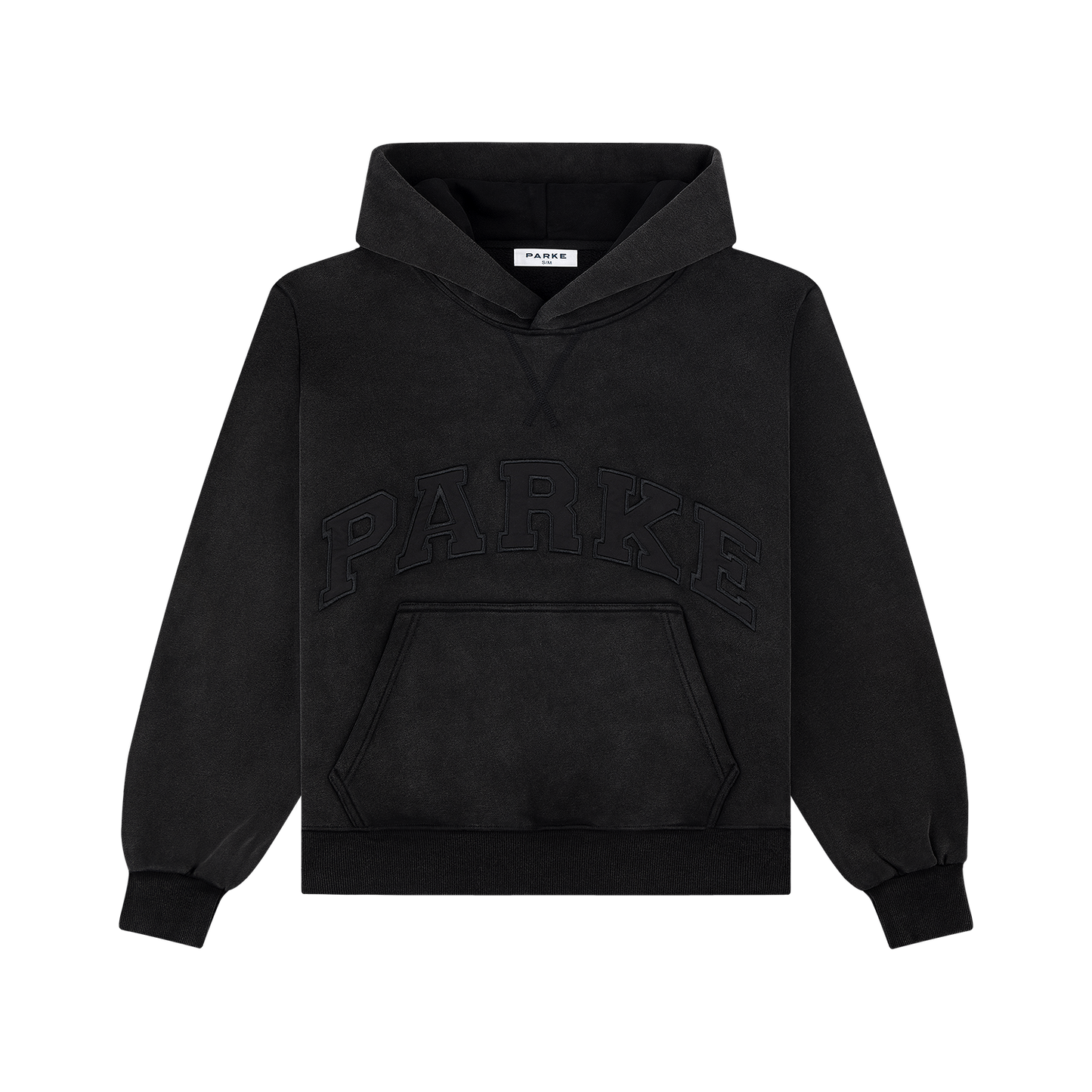 Halloween Varsity Hoodie flat lay -acid wash black