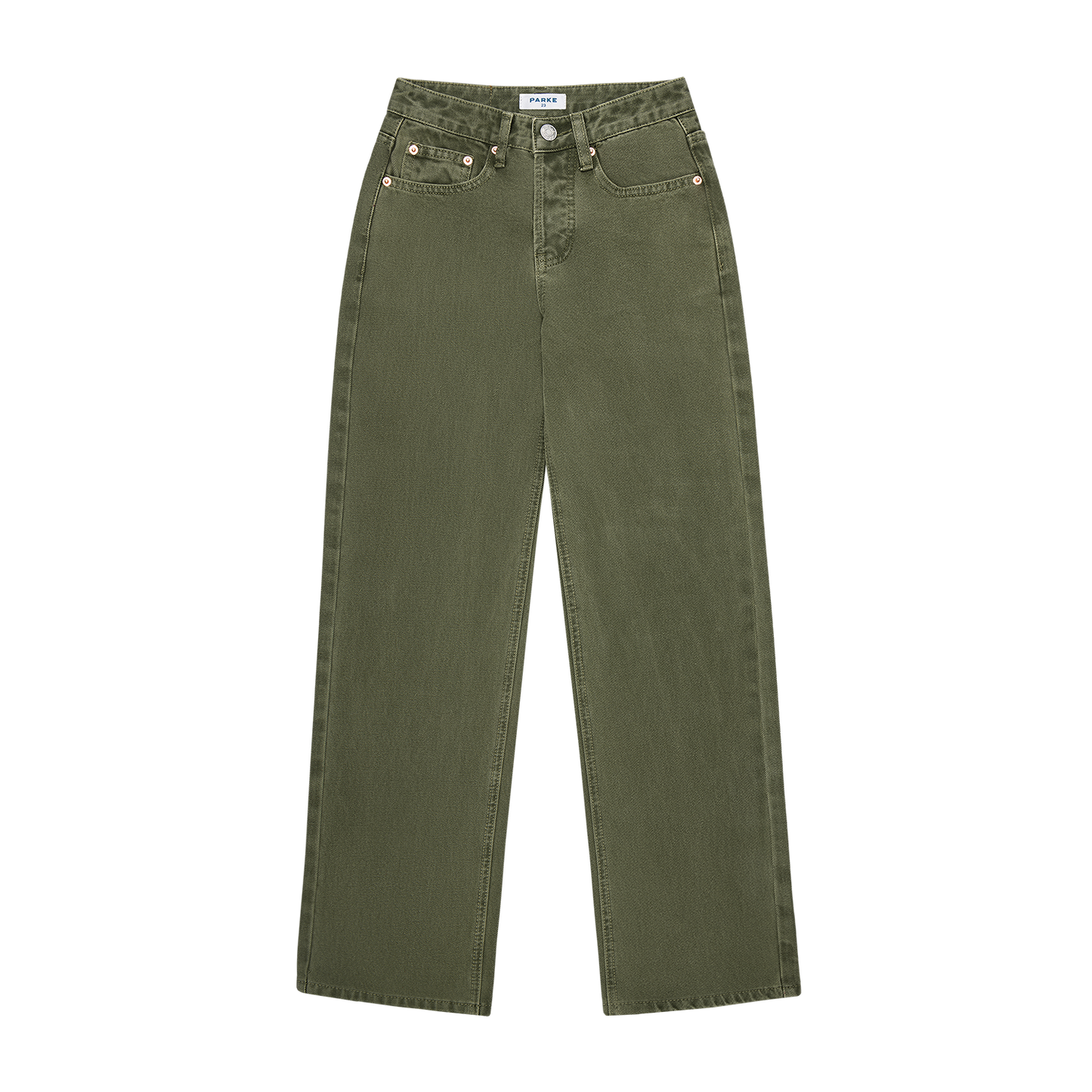 classic straight jean flat lay -olive