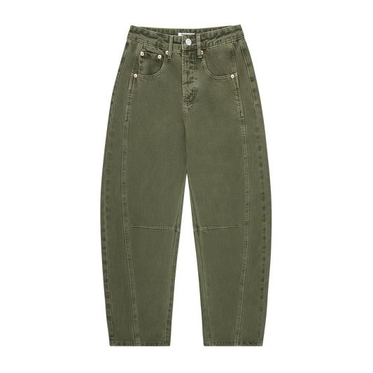 horseshoe jean flat lay -olive