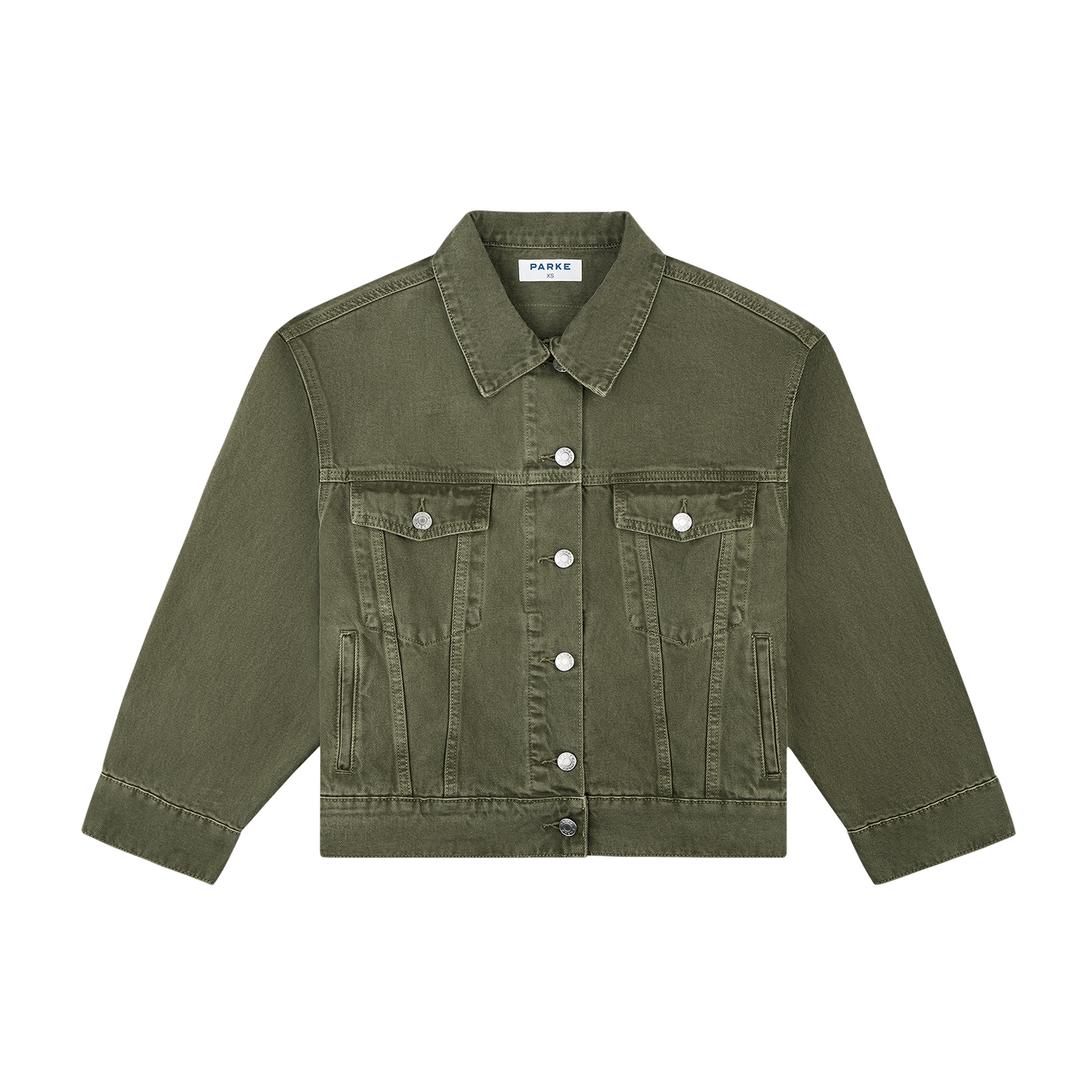 vintage wash oversized denim jacket -olive