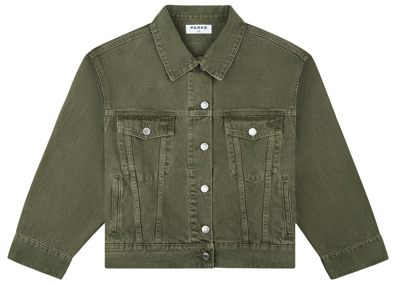 olive oversized denim jacket flat lay -olive