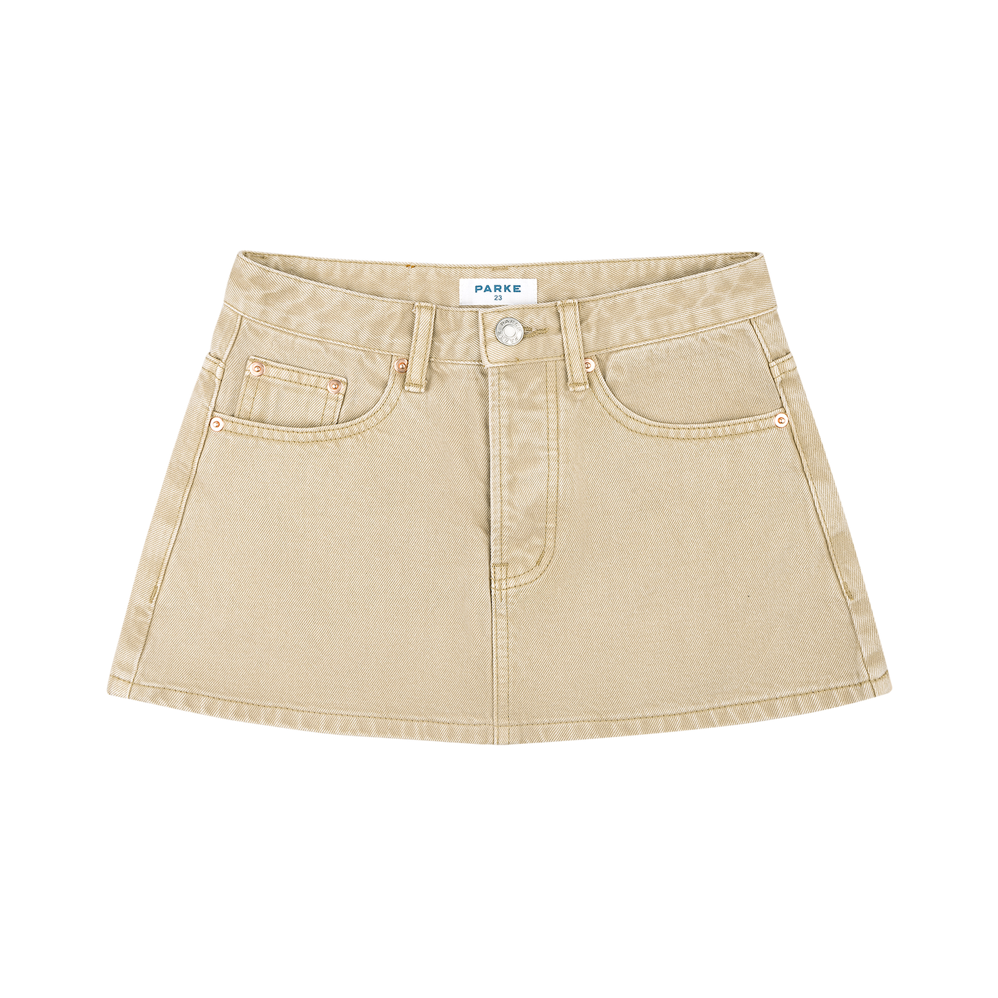 denim mini skirt -camel