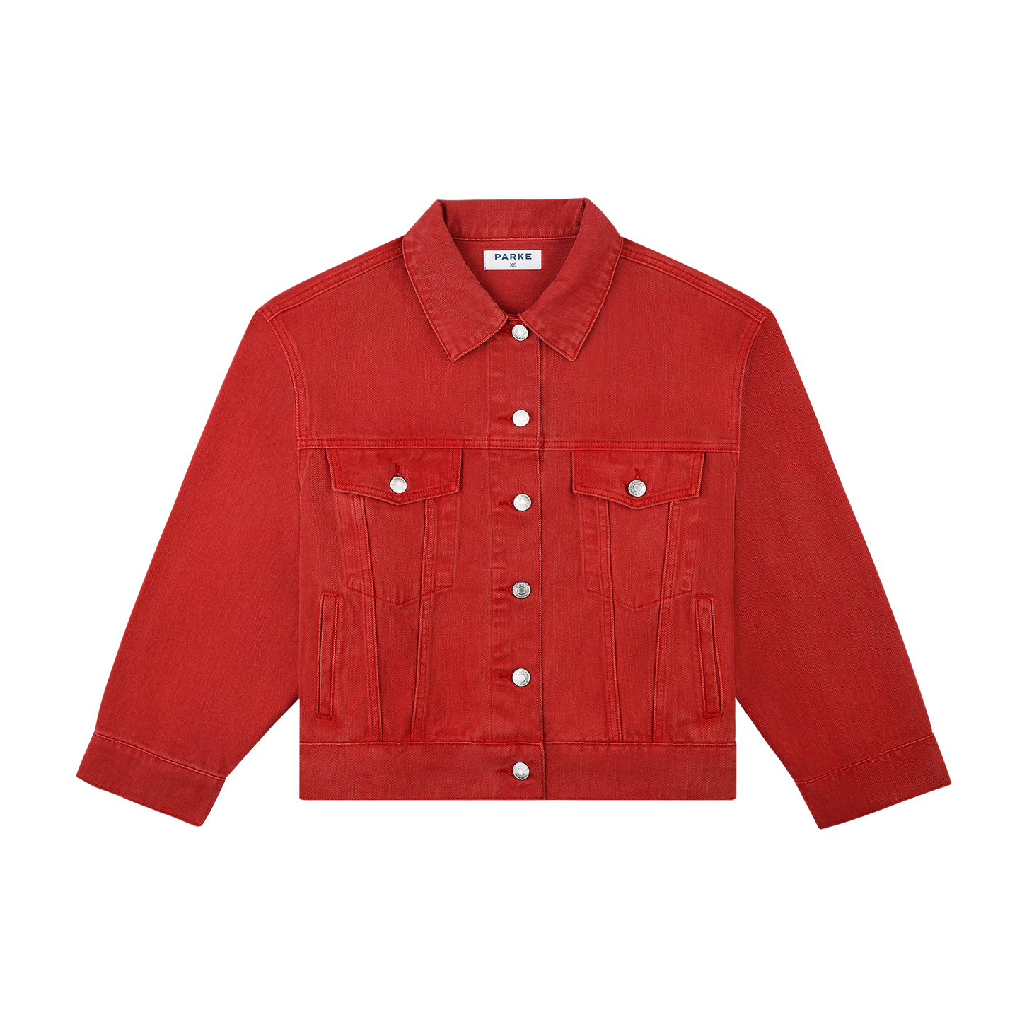 vintage wash oversized denim jacket -washed red