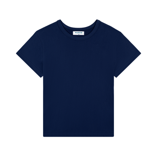 core t-shirt flat lay -navy