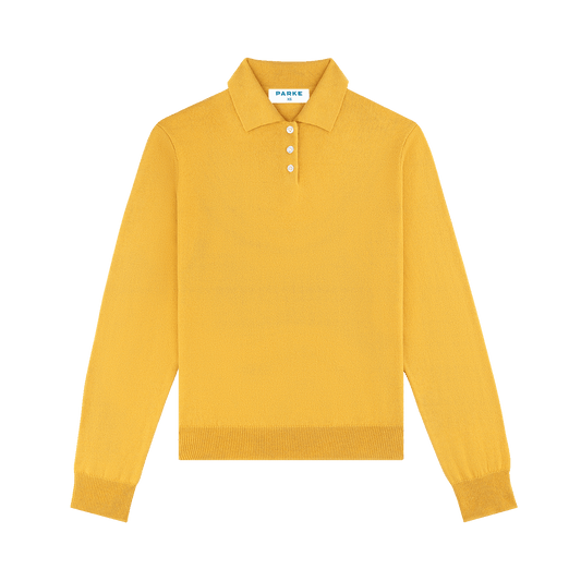 long sleeve classic polo sweater -marigold