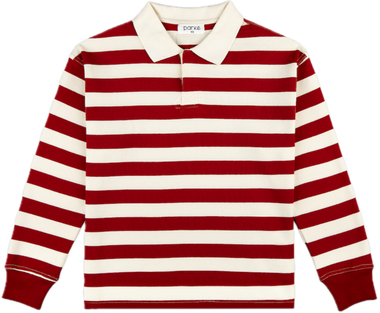 Maroon + white rugby flat lay -  maroon + white stripe