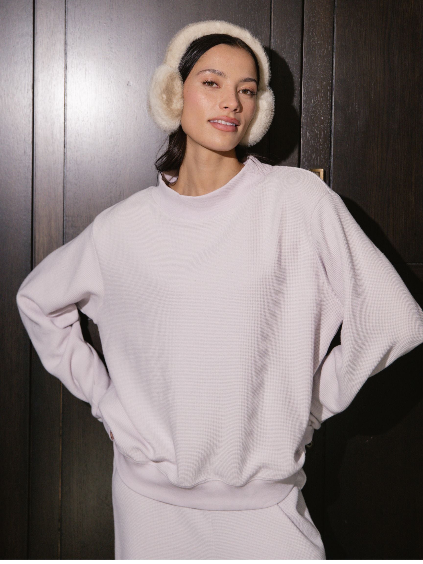 Waffle Mockneck Pullover - Lilac – PARKE