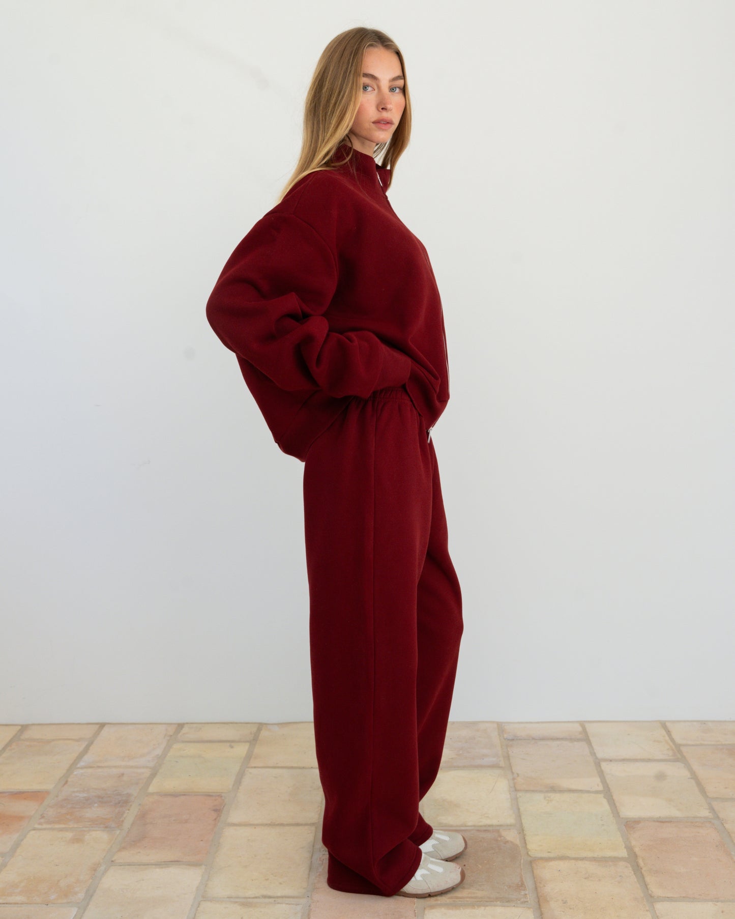 Zip Up Mockneck - Maroon