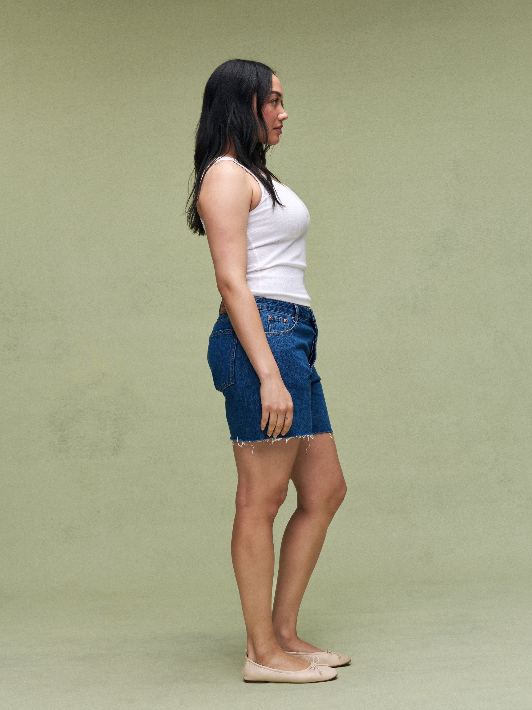 Long Baggy Shorts - Medium Wash