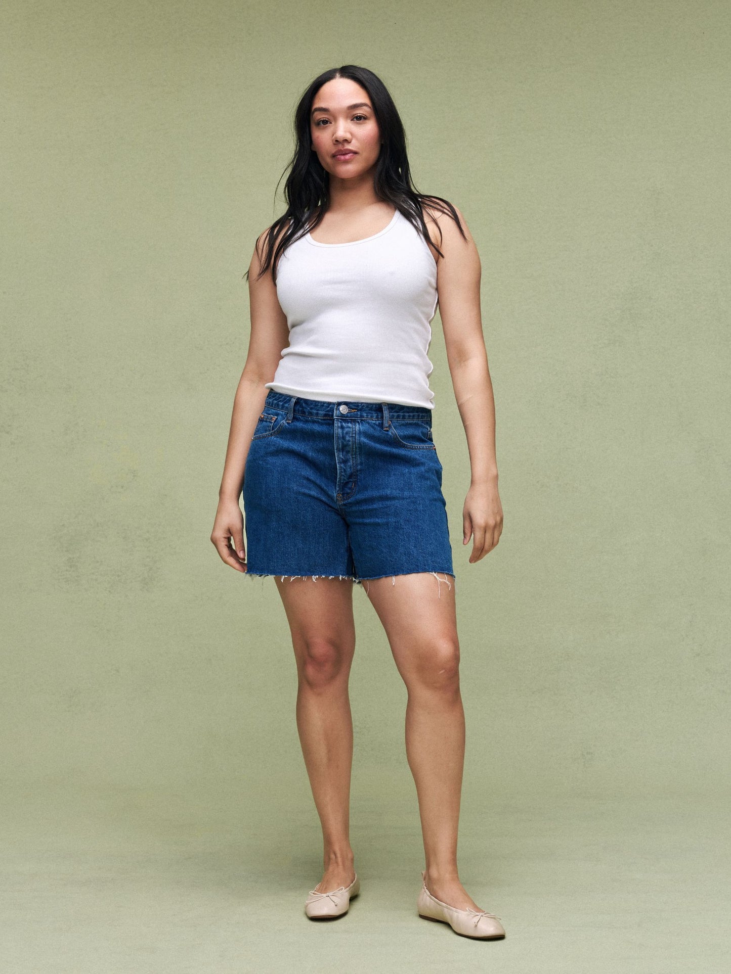 Long Baggy Shorts - Medium Wash