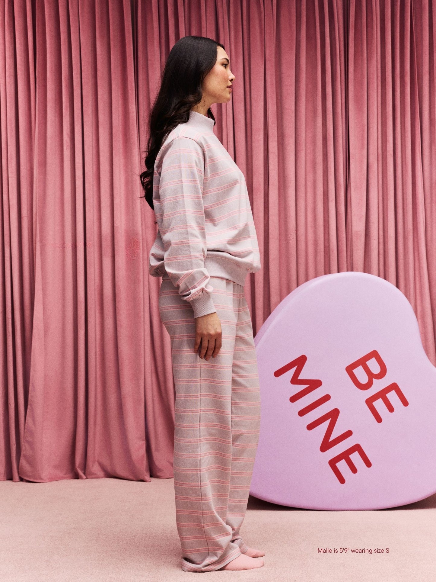 girl wearing Striped Cotton Boxer Pants -darling stripe