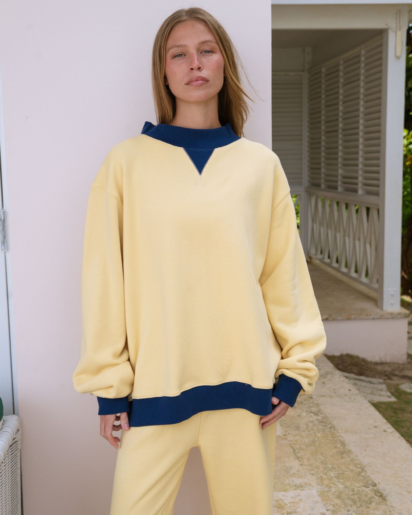 Two Tone Classic Mockneck - Peel + Denim