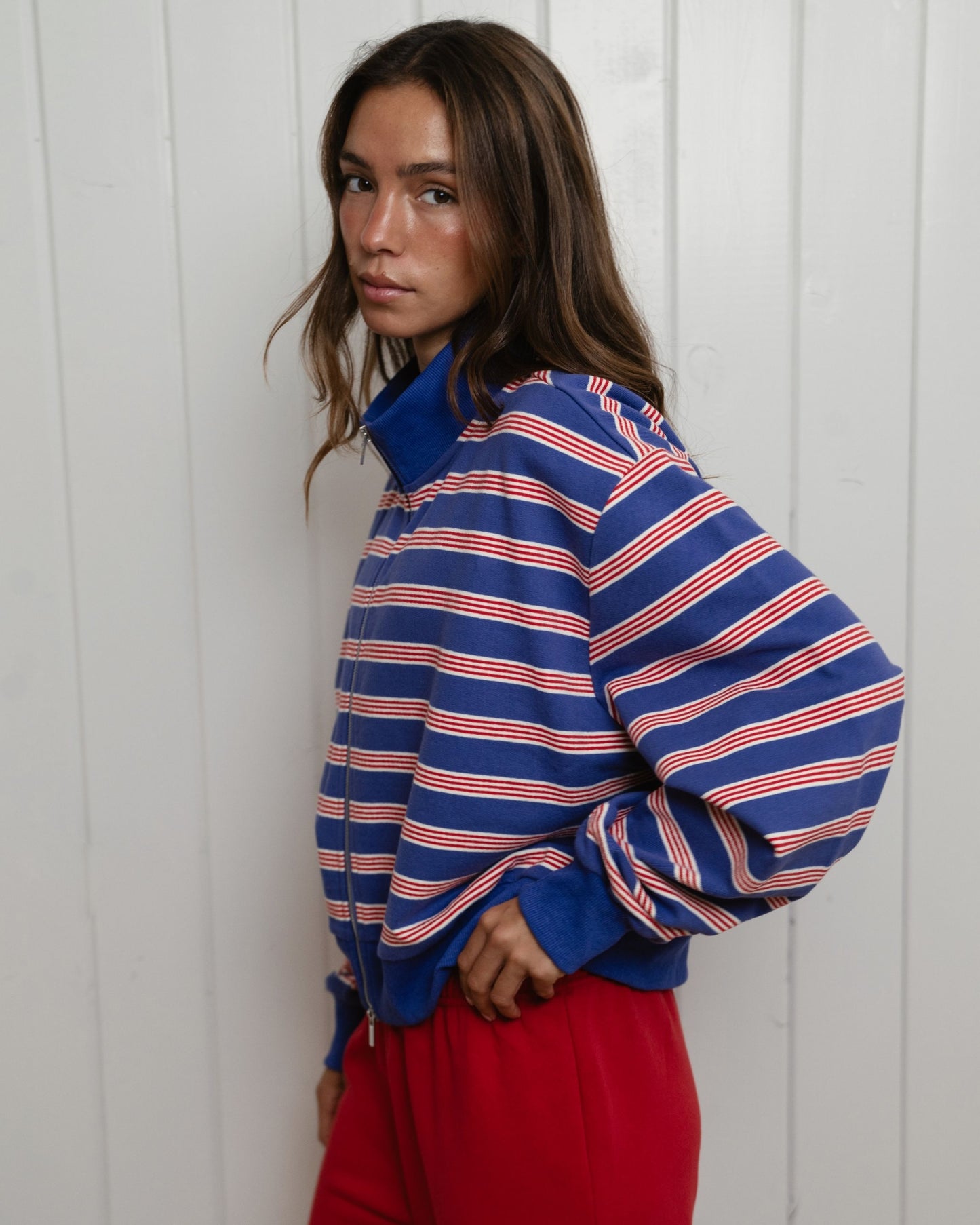 Zip Up Mockneck - Sailor Stripe