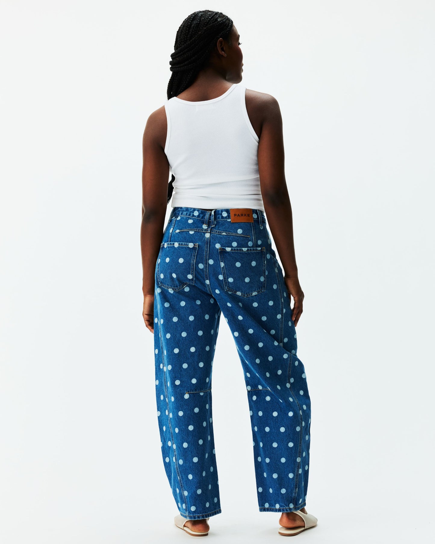 Polka Dot Horseshoe Jean - Medium Wash Polka Dot