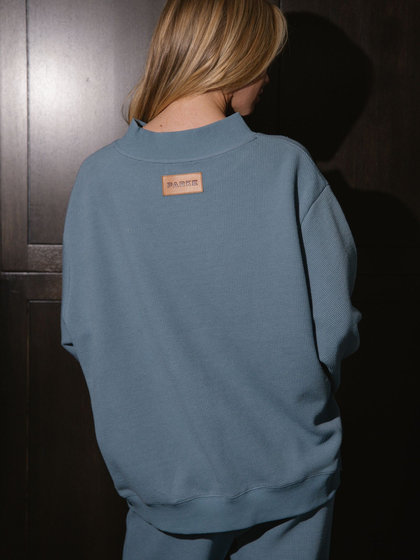 Waffle Mockneck Pullover - Glacier